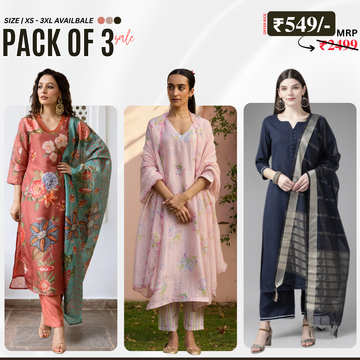 Ethnic 3-Piece Women Kurta Set with Dupatta | Ethnic Wear Made Effortless | WK-10