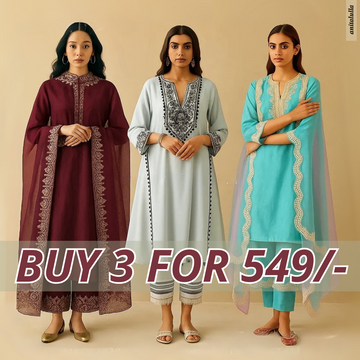 Celebrate Tradition with Our 3 Combo Festive Kurta Sets + Dupatta | FK-10