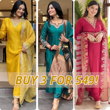 Premium Cotton Kurta Pant Dupatta Combo – Perfect for Daily Wear & Elegant Partywear | DS-04