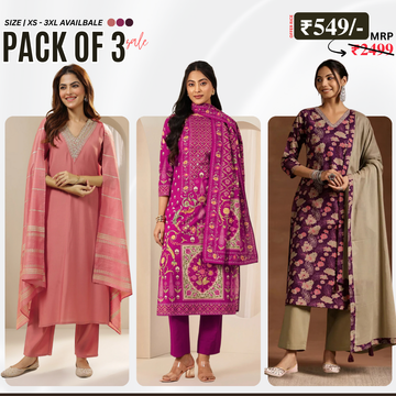 Ethnic 3-Piece Women Kurta Set with Dupatta | Ethnic Wear Made Effortless | WK-01