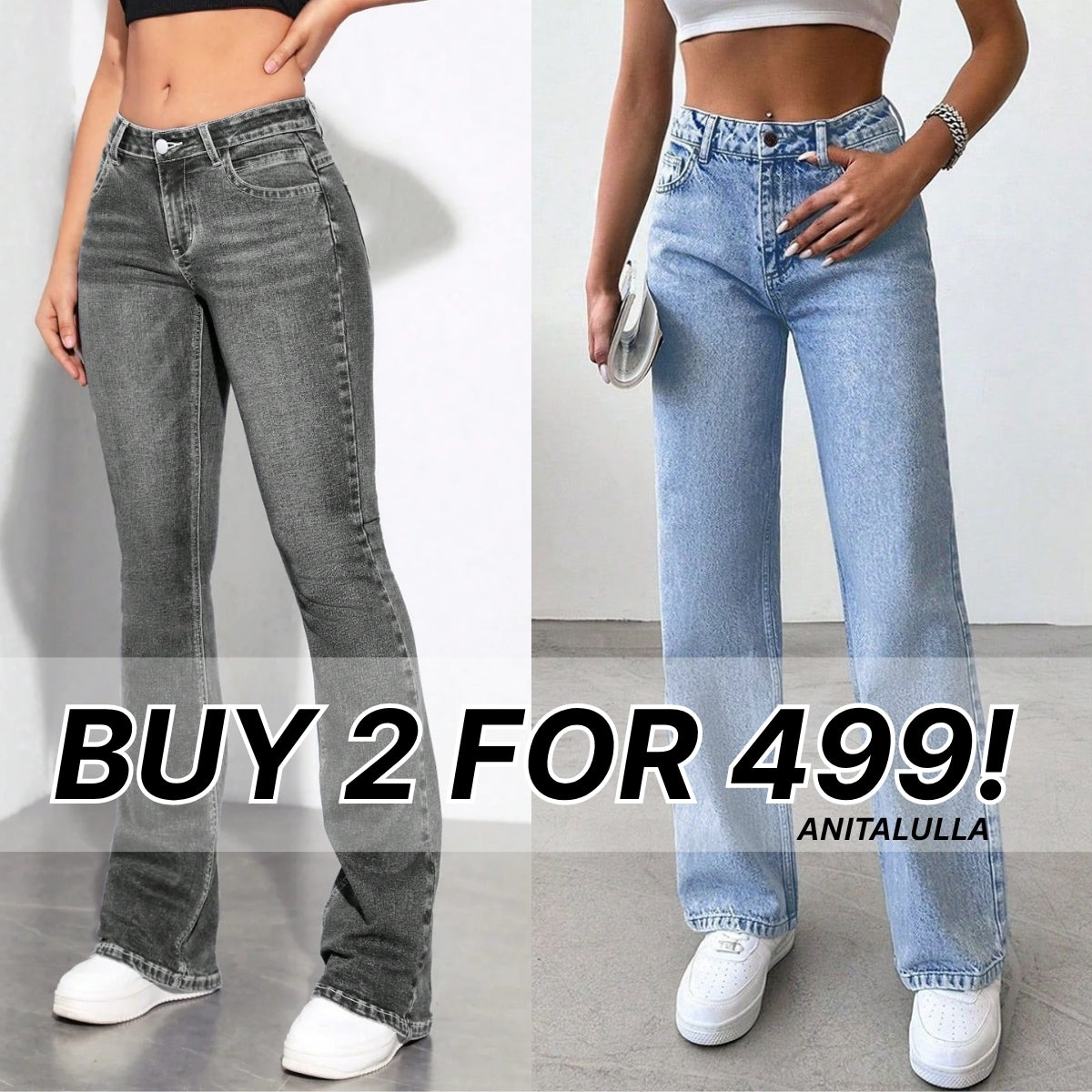 Women's 2-Pack Combo - Straight Fit Jeans Duo |WJ-03