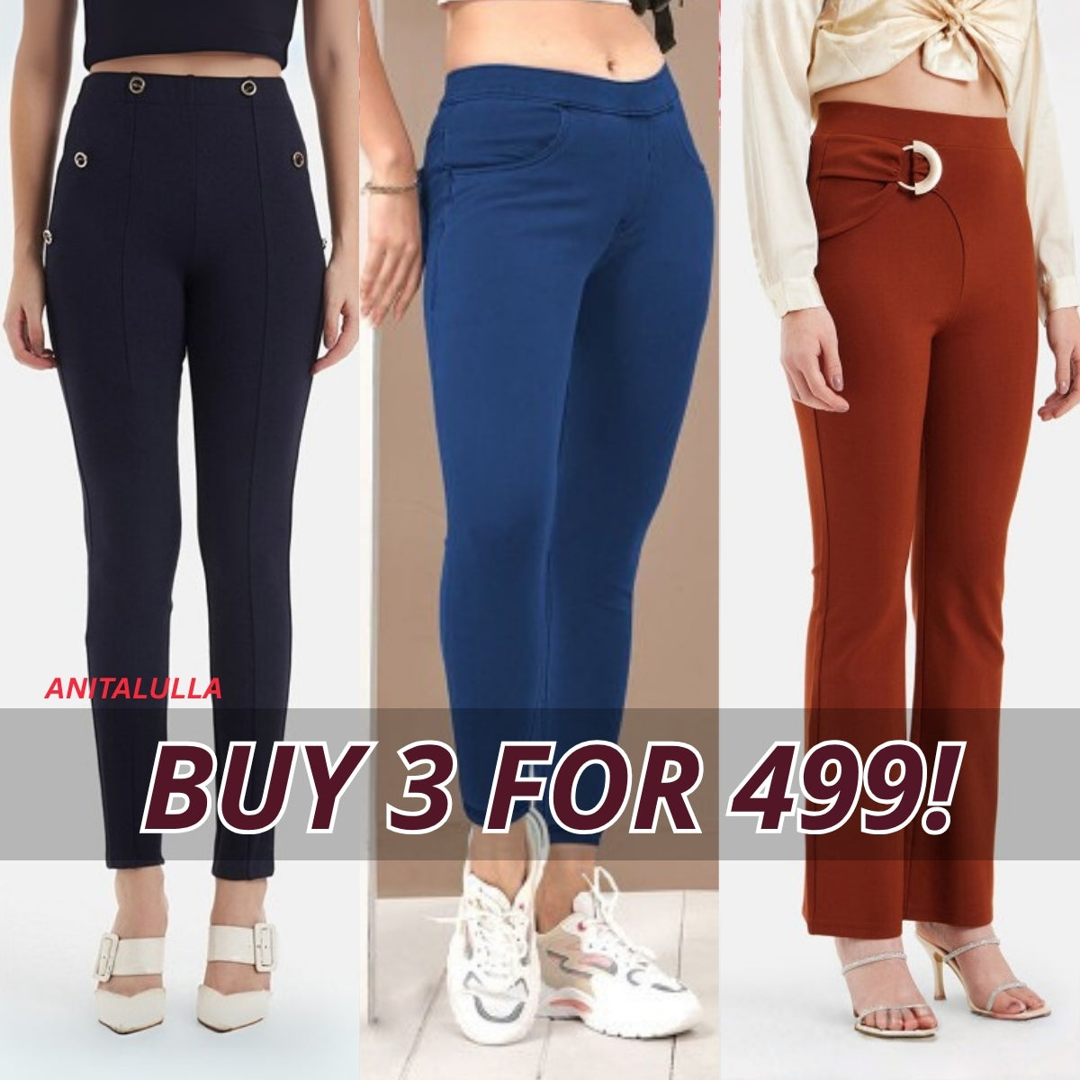 3-Pack Women's Jeggings Combo - Comfortable Stylish Bottoms | JC-04