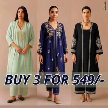 Celebrate Tradition with Our 3 Combo Festive Kurta Sets + Dupatta | FK-09