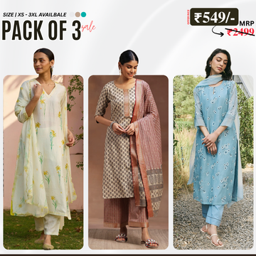 Ethnic 3-Piece Women Kurta Set with Dupatta | Ethnic Wear Made Effortless | WK-09