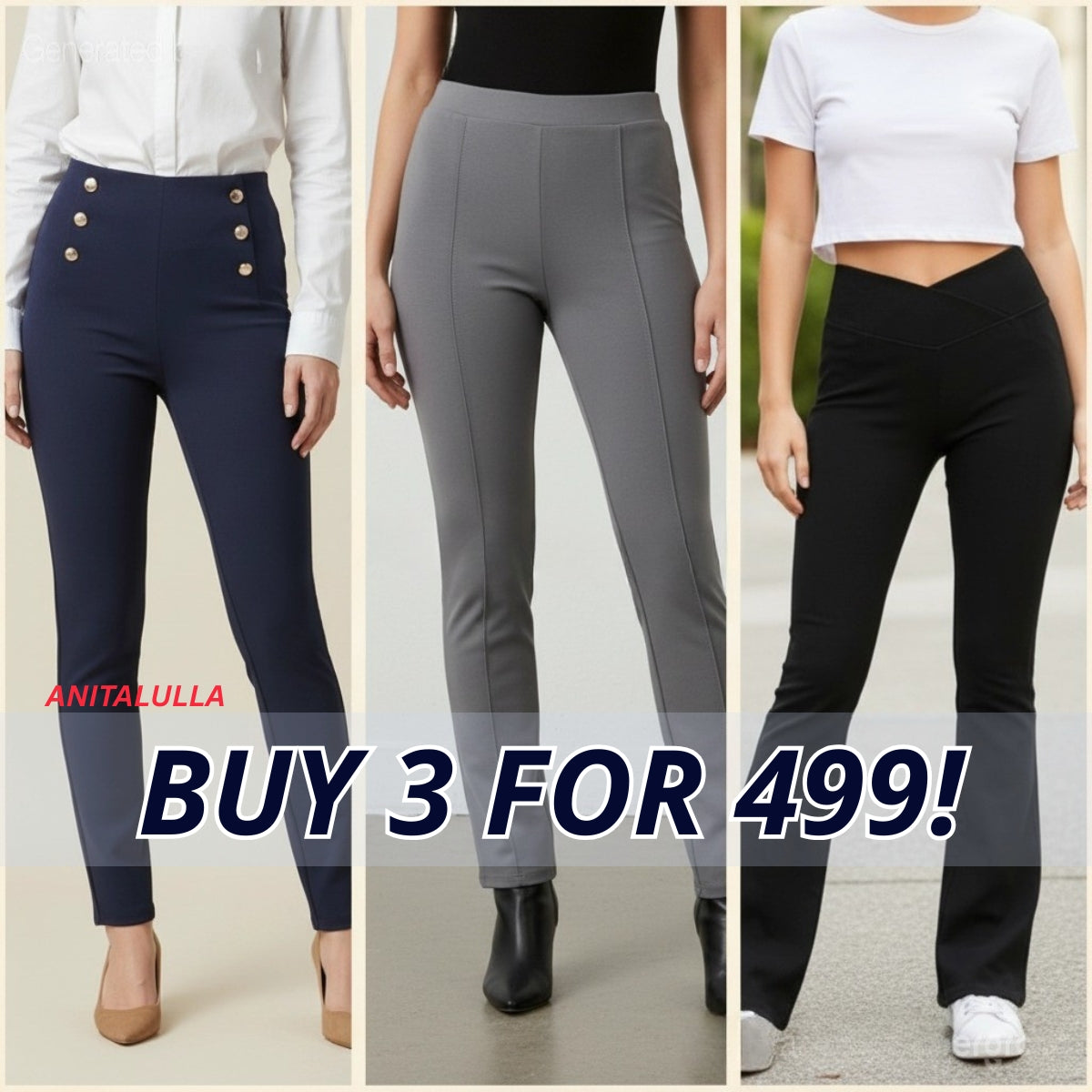3-Pack Women's Jeggings Combo - Comfortable Stylish Bottoms | JC-01