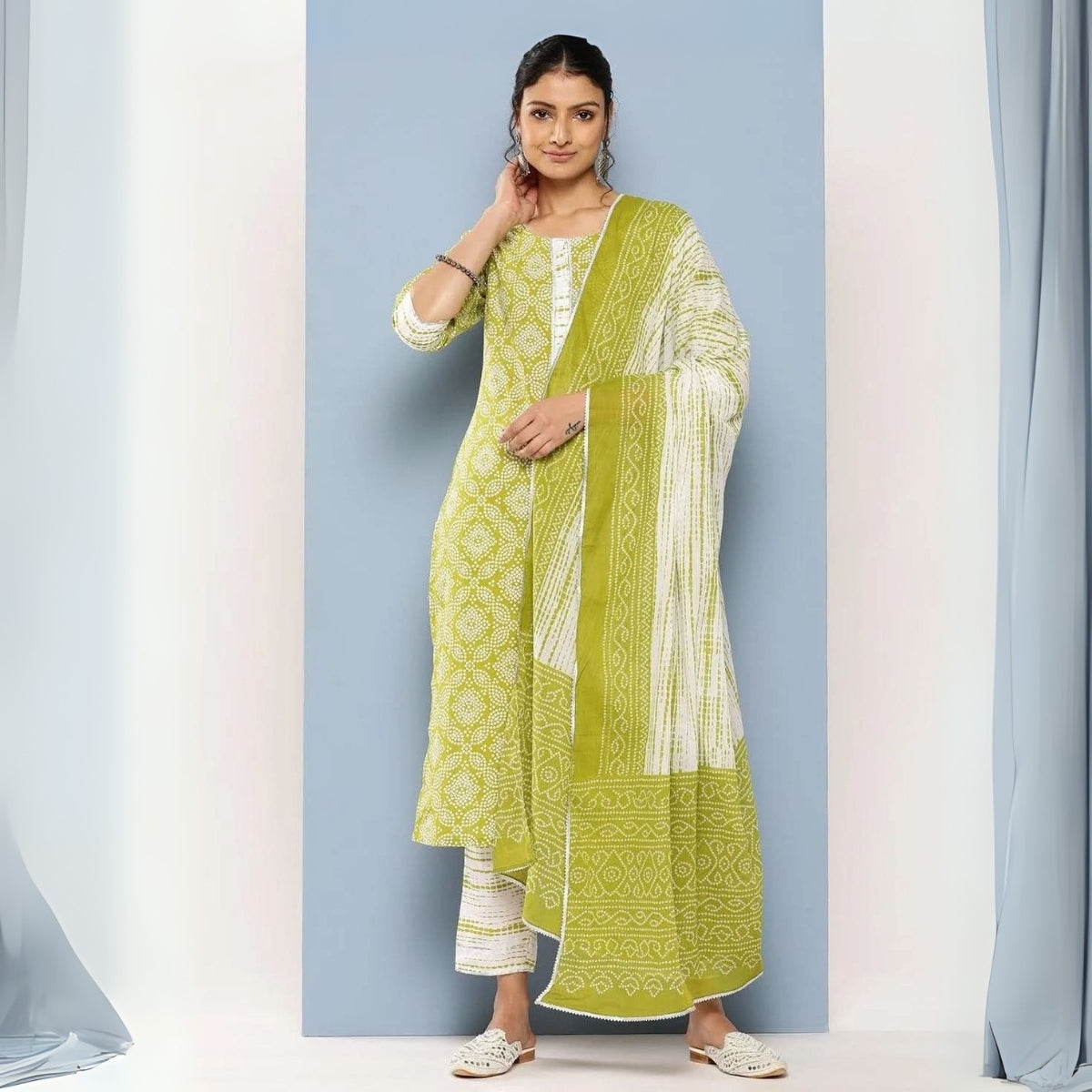 Pack of 3 Floral Print Cotton Kurta Set with Dupatta | KD-06
