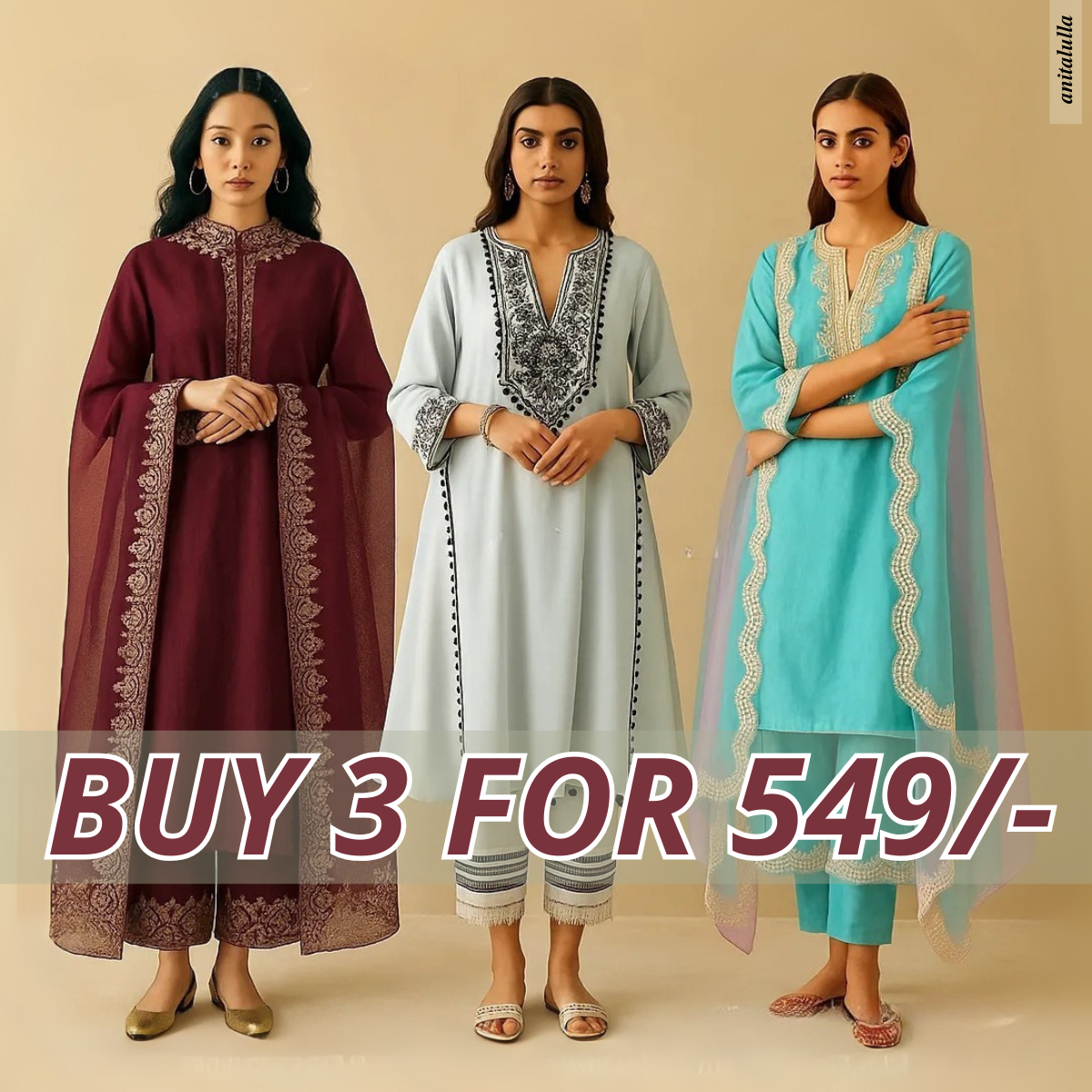 Celebrate Tradition with Our 3 Combo Festive Kurta Sets + Dupatta | FK-10