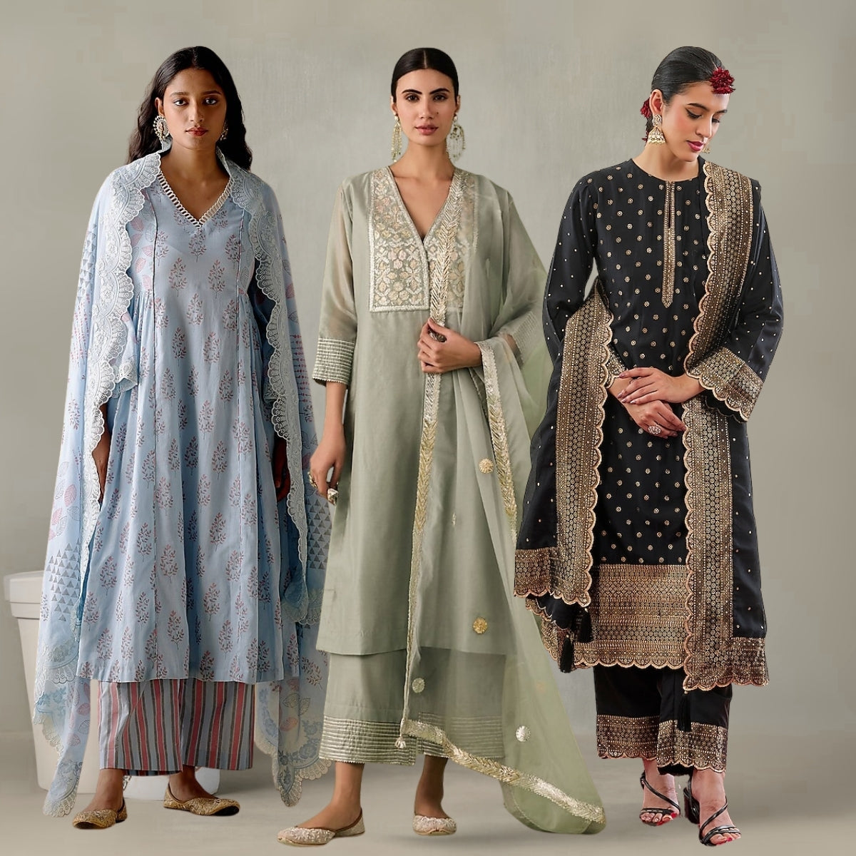 Celebrate Tradition with Our 3 Combo Festive Kurta Sets + Dupatta | FK-06