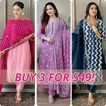 Premium Cotton Kurta Pant Dupatta Combo – Perfect for Daily Wear & Elegant Partywear| DS-05