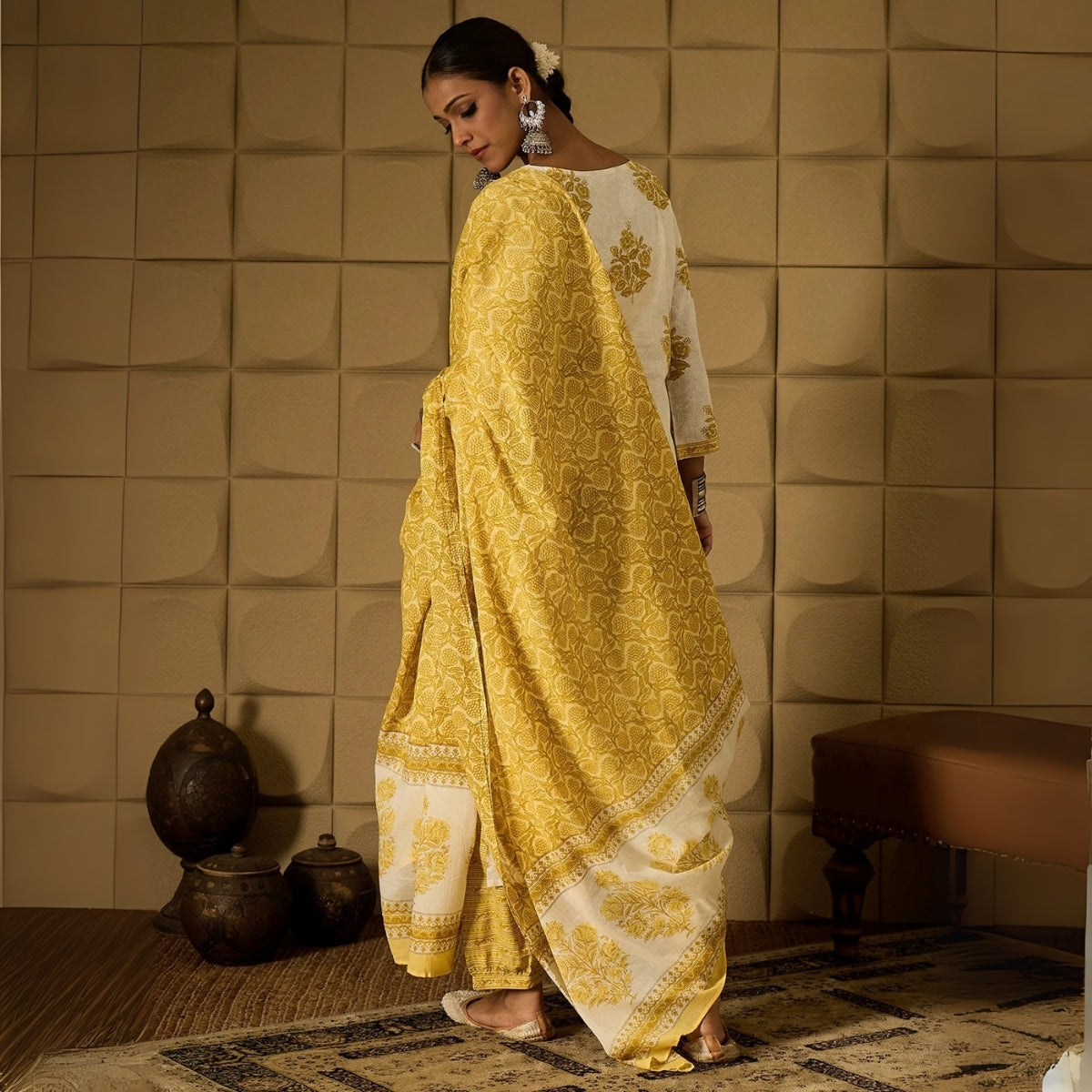 Pack of 3 Floral Print Cotton Kurta Set with Dupatta | KD-02