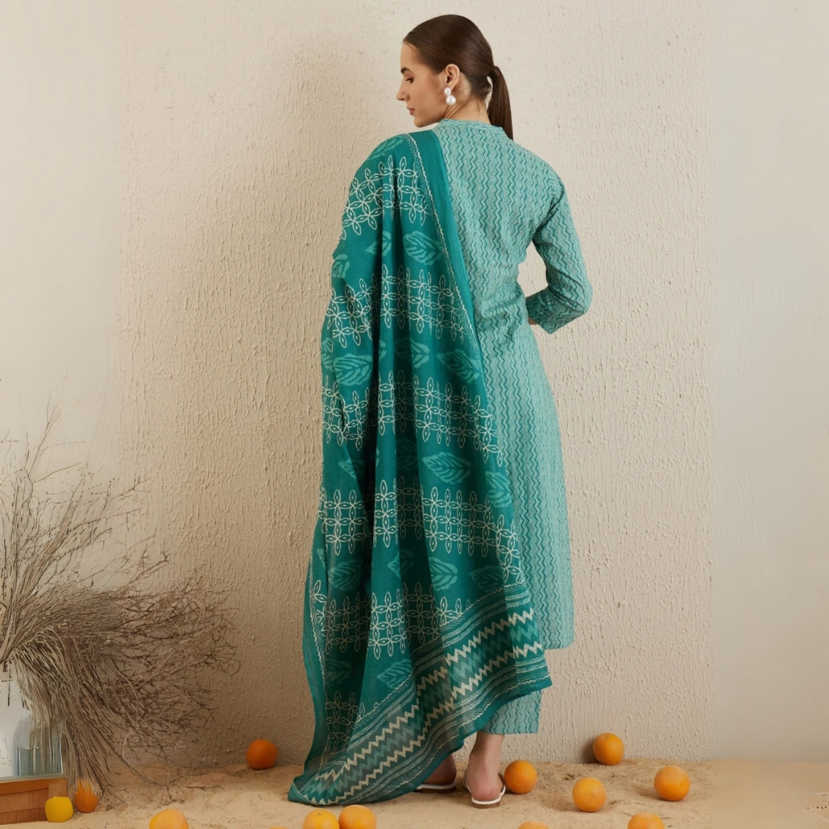 Pack of 3 Floral Print Cotton Kurta Set with Dupatta | KD-02
