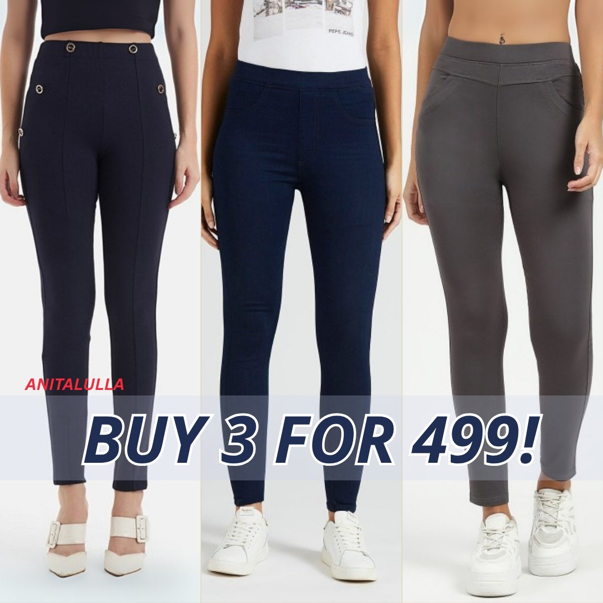 3-Pack Women's Jeggings Combo - Comfortable Stylish Bottoms | JC-10