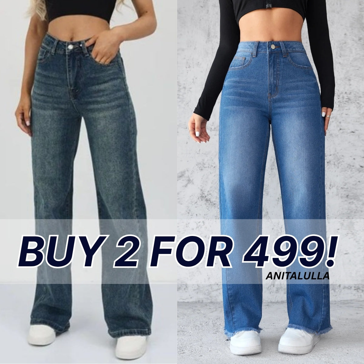 Women's 2-Pack Combo - Straight Fit Jeans Duo |WJ-01