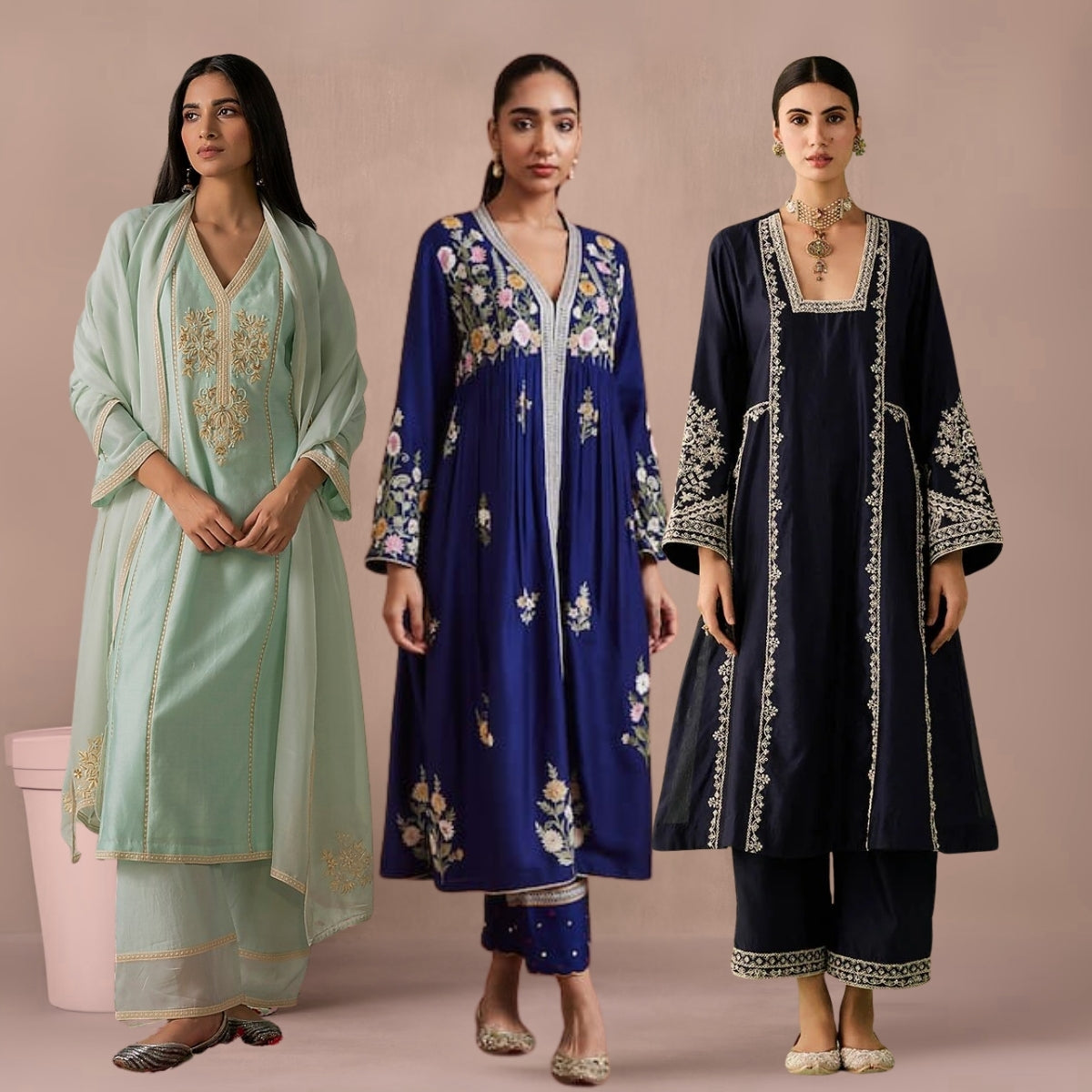 Celebrate Tradition with Our 3 Combo Festive Kurta Sets + Dupatta | FK-09