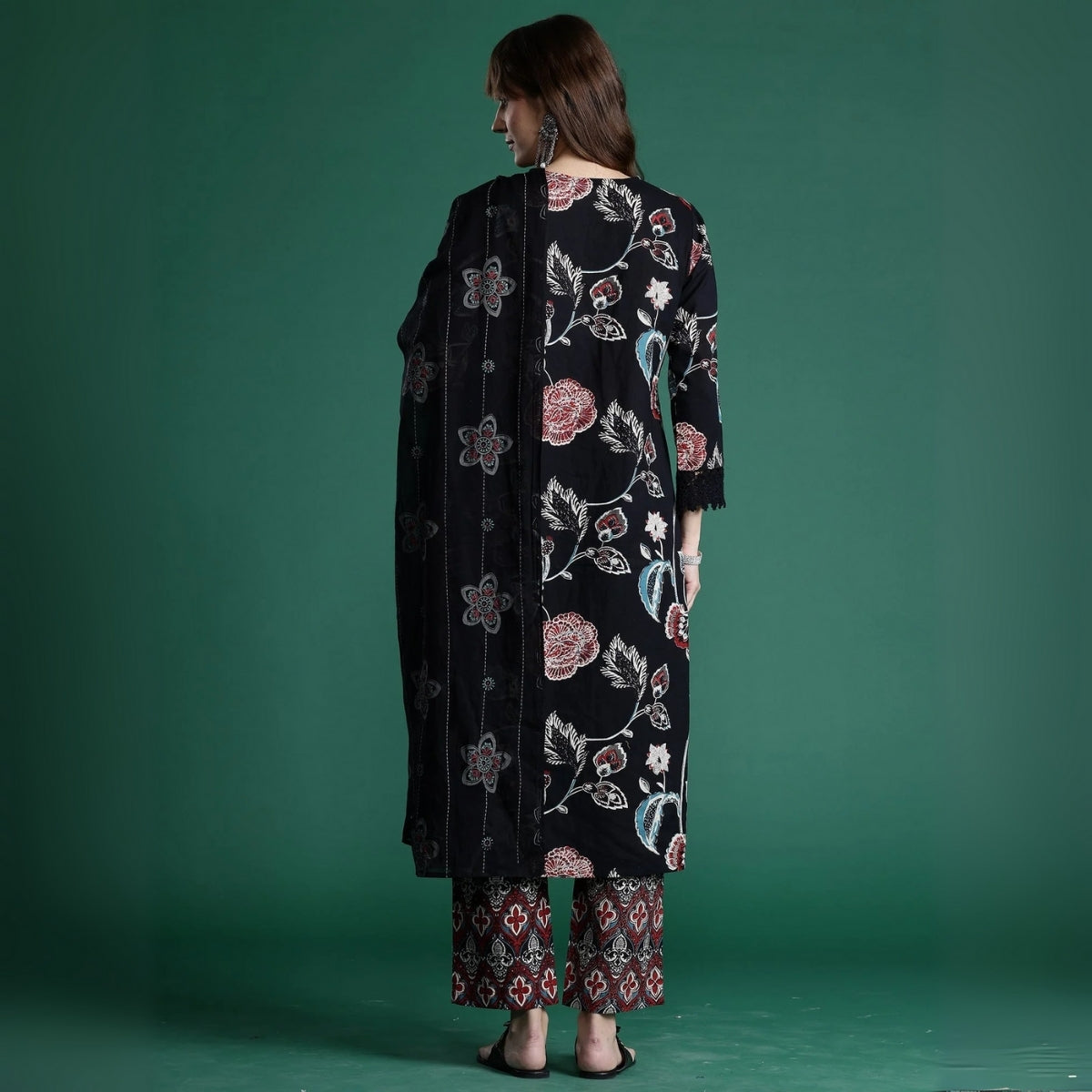 Pack of 3 Floral Print Cotton Kurta Set with Dupatta | KD-03