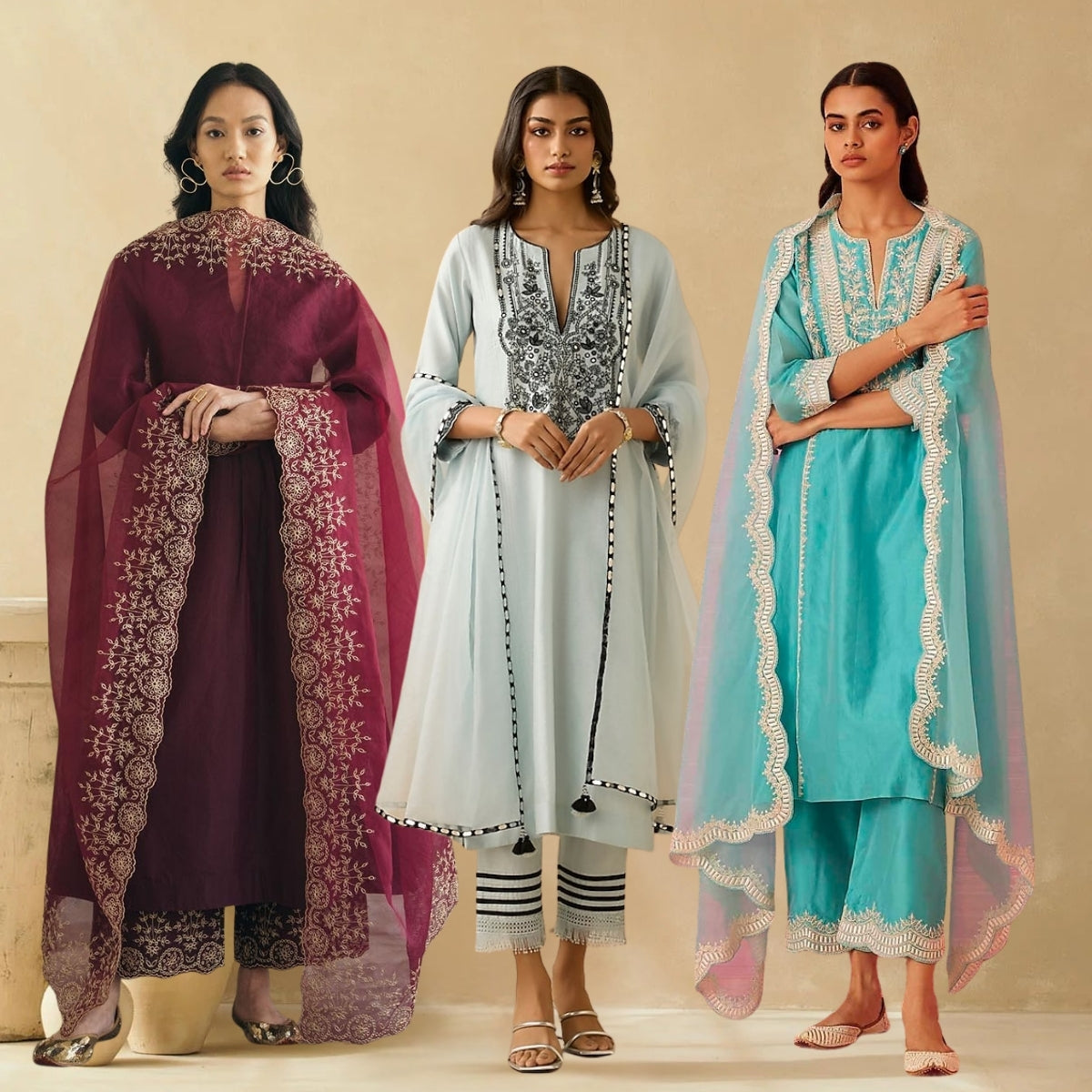 Celebrate Tradition with Our 3 Combo Festive Kurta Sets + Dupatta | FK-10
