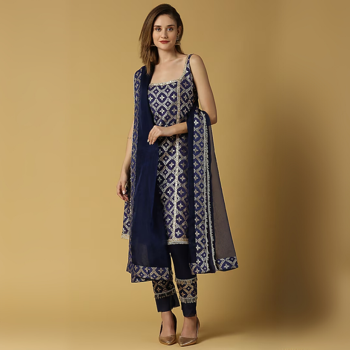 Designer Women's Kurta Set with Dupatta for Festive Wear |