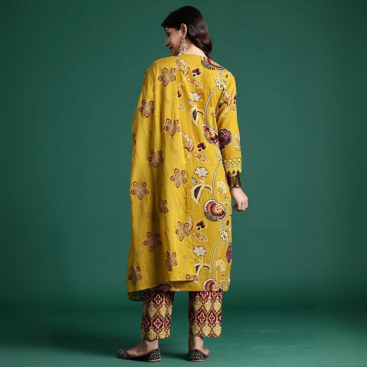 Pack of 3 Floral Print Cotton Kurta Set with Dupatta | KD-05