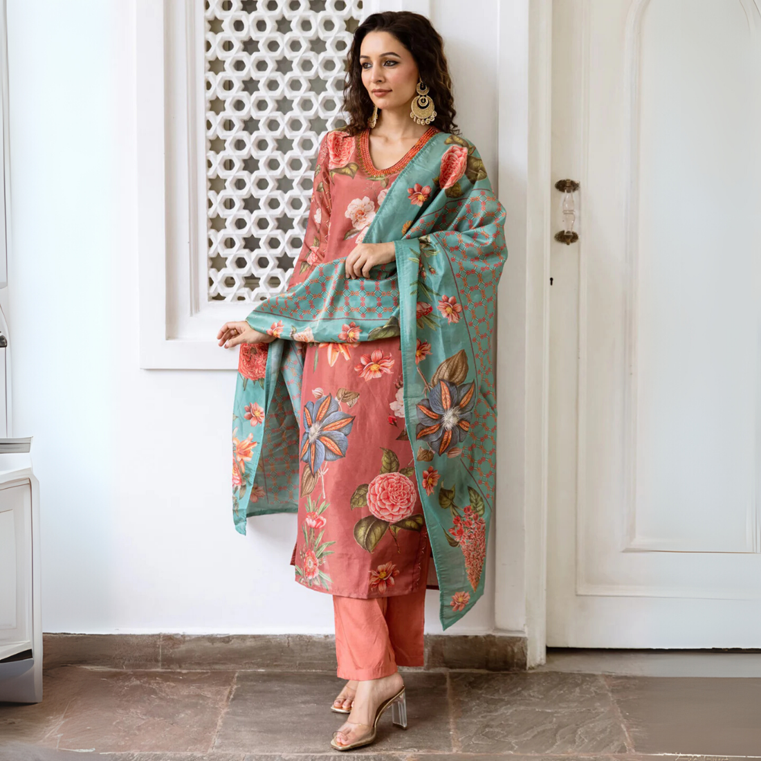Ethnic 3-Piece Women Kurta Set with Dupatta | Ethnic Wear Made Effortless | WK-10