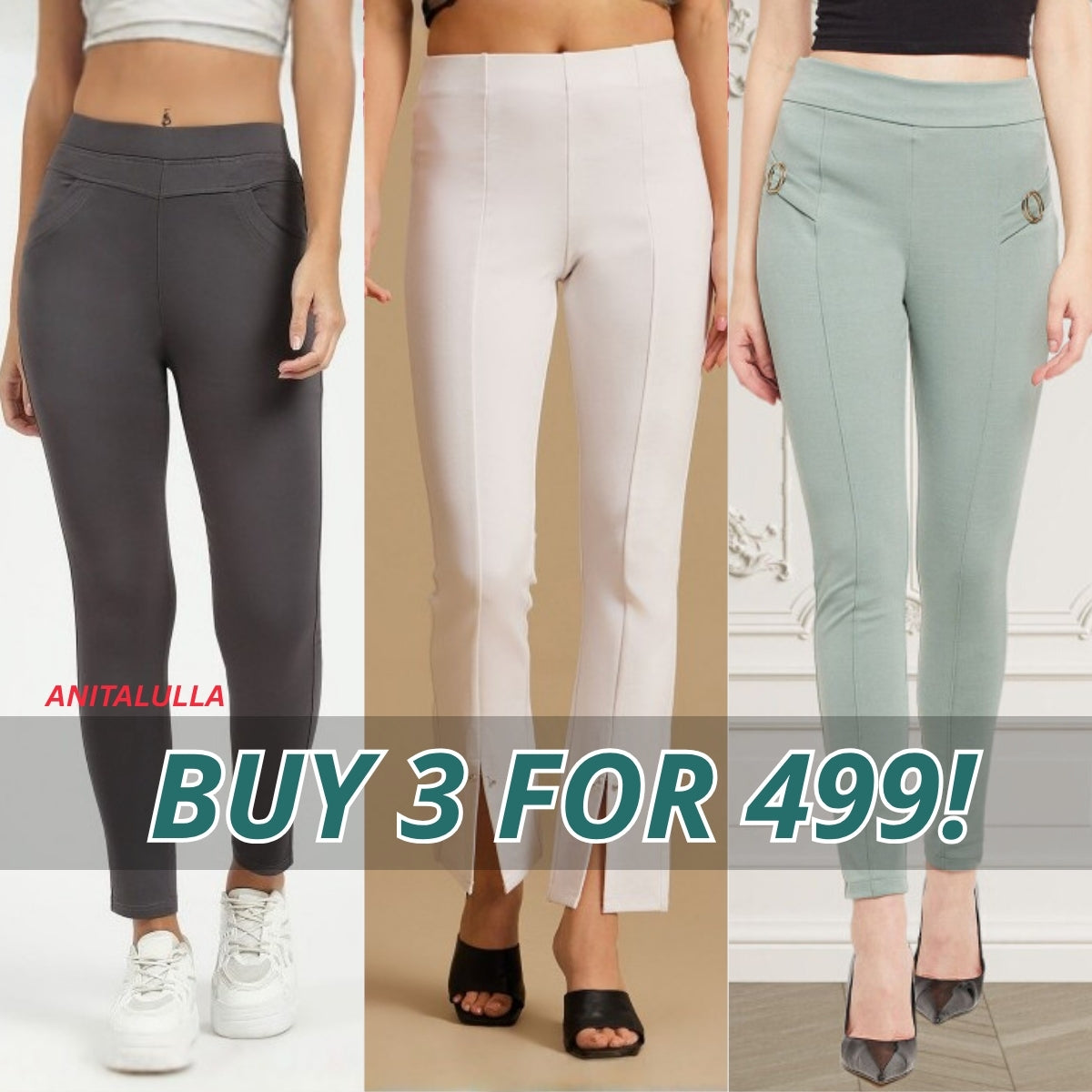 3-Pack Women's Jeggings Combo - Comfortable Stylish Bottoms | JC-09