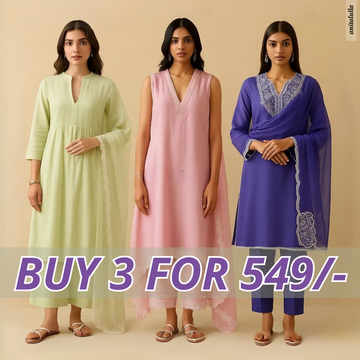 Celebrate Tradition with Our 3 Combo Festive Kurta Sets + Dupatta | FK-02