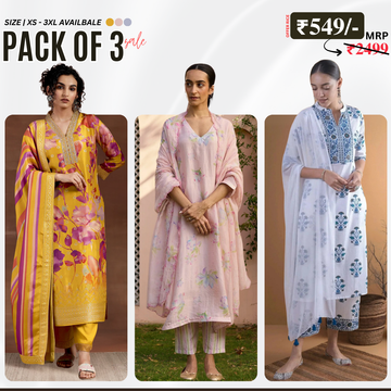 Ethnic 3-Piece Women Kurta Set with Dupatta | Ethnic Wear Made Effortless | WK-02