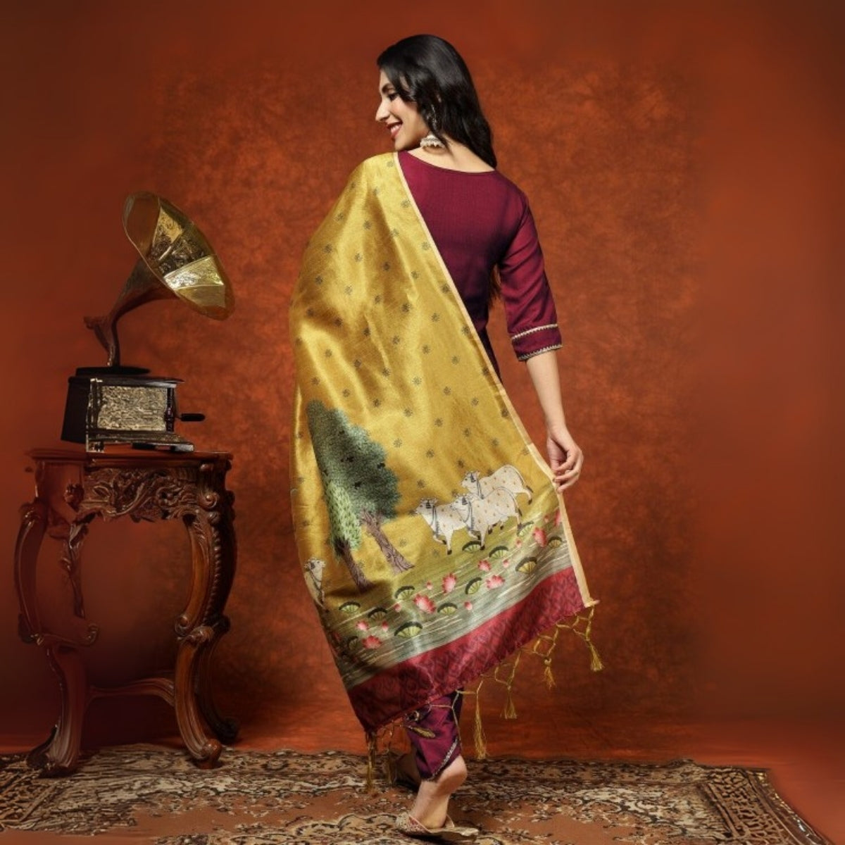 Pack of 3 Floral Print Cotton Kurta Set with Dupatta | KD-01