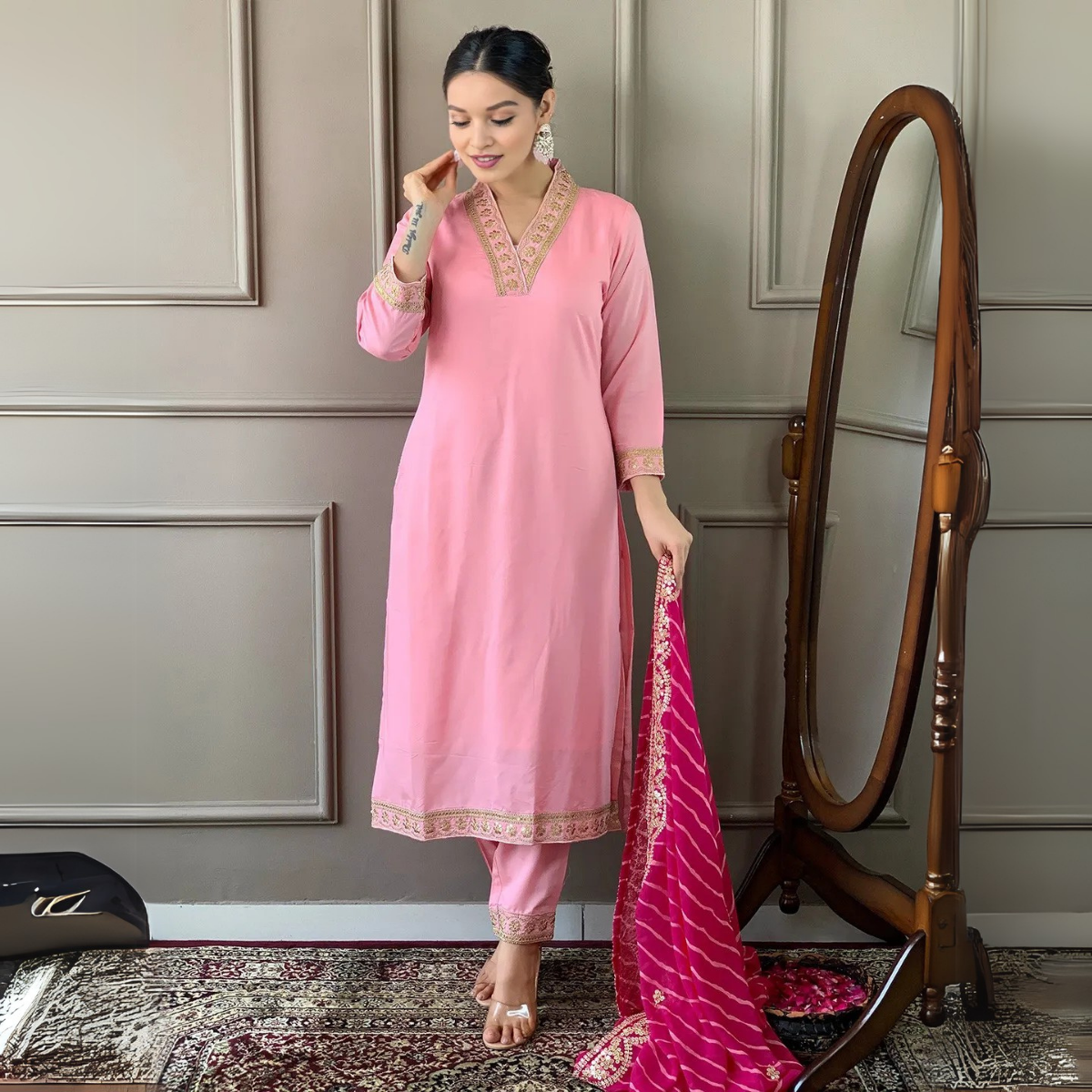 Premium Cotton Kurta Pant Dupatta Combo – Perfect for Daily Wear & Elegant Partywear| DS-05