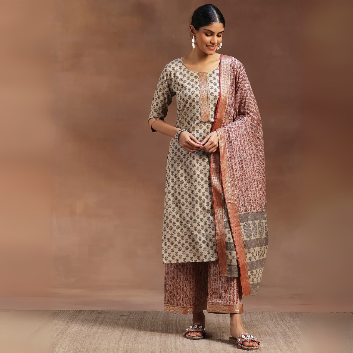 Ethnic 3-Piece Women Kurta Set with Dupatta | Ethnic Wear Made Effortless | WK-07