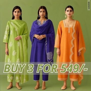 Celebrate Tradition with Our 3 Combo Festive Kurta Sets + Dupatta | FK-03