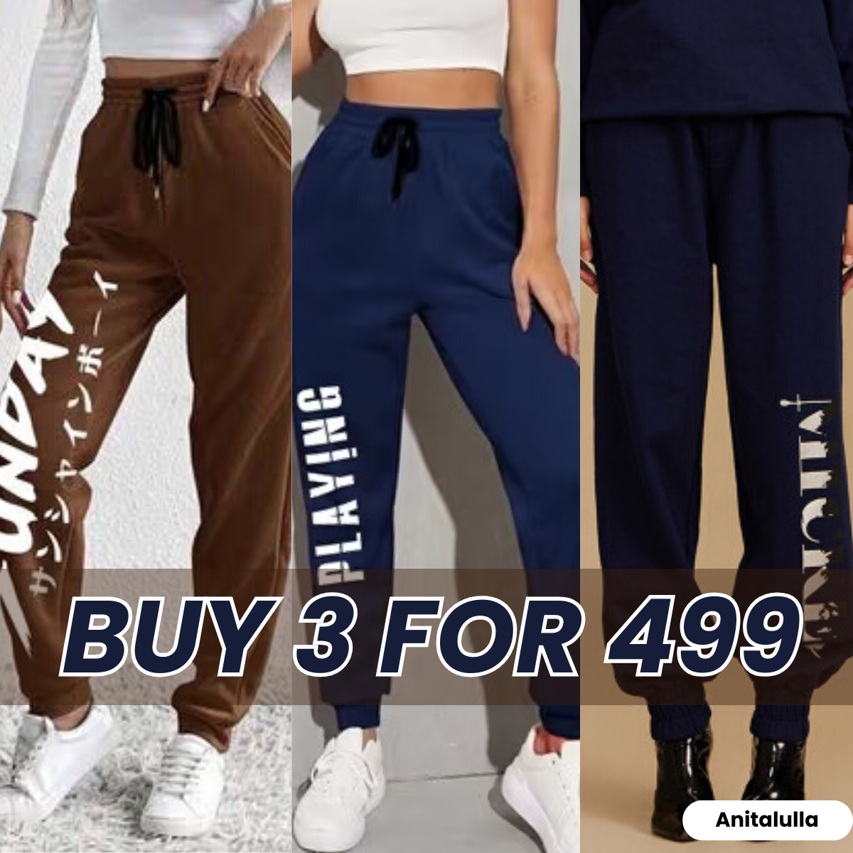 Women’s 3-Pack Solid Color Trousers - Versatile Daily Wear | WT-03