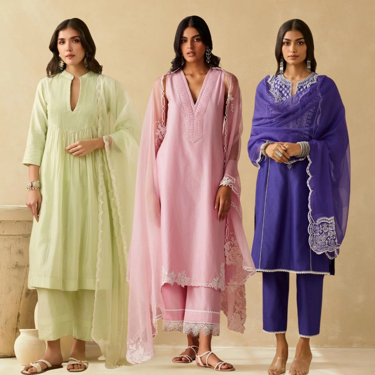 Celebrate Tradition with Our 3 Combo Festive Kurta Sets + Dupatta | FK-02