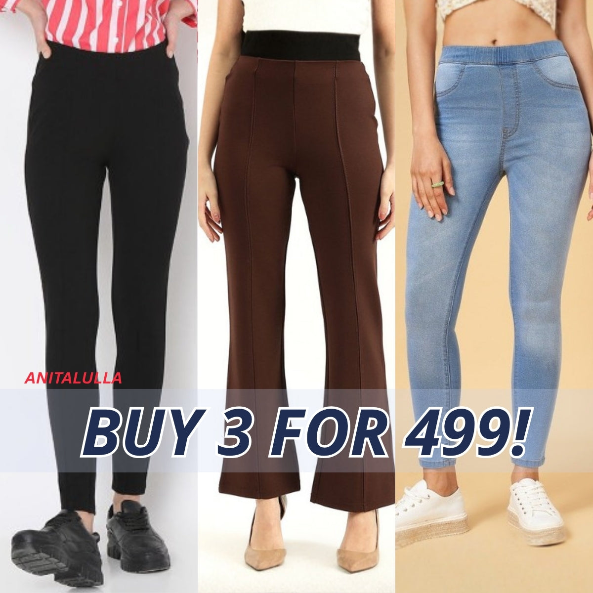 3-Pack Women's Jeggings Combo - Comfortable Stylish Bottoms | JC-08