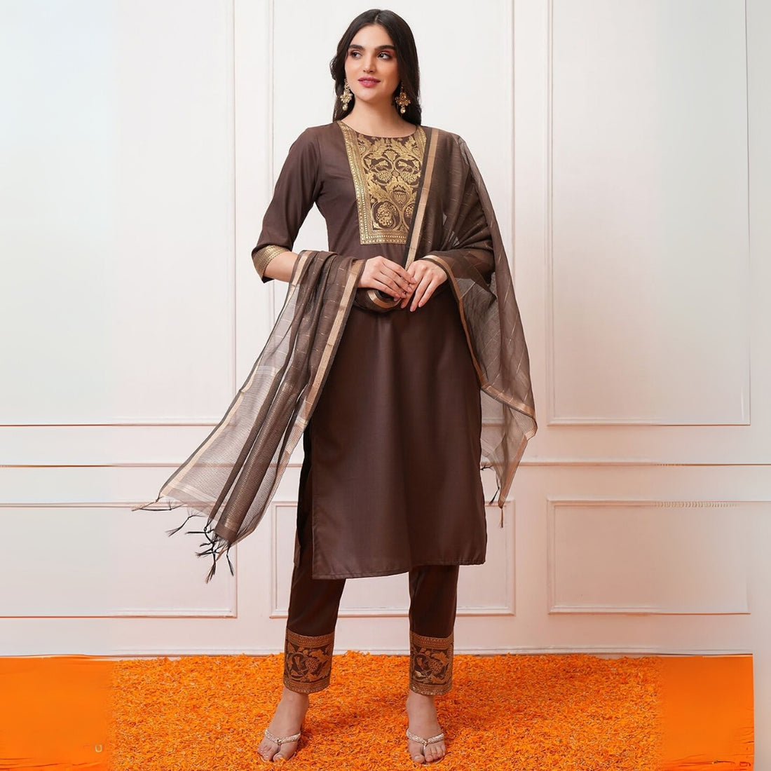 Pack of 3 Floral Print Cotton Kurta Set with Dupatta | KD-01