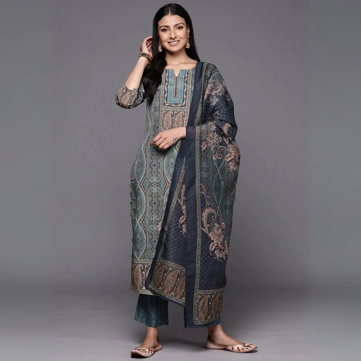 Pack of 3 Floral Print Cotton Kurta Set with Dupatta | KD-05