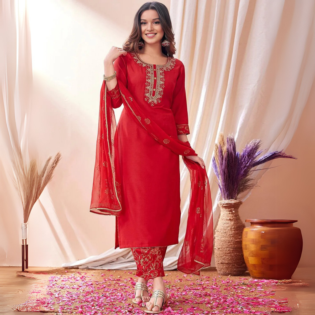 Premium Cotton Kurta Pant Dupatta Combo – Perfect for Daily Wear & Elegant Partywear | DS-03