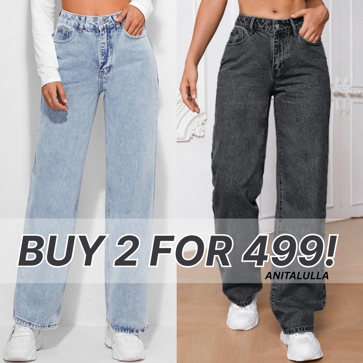Women's 2-Pack Combo - Straight Fit Jeans Duo |WJ-04