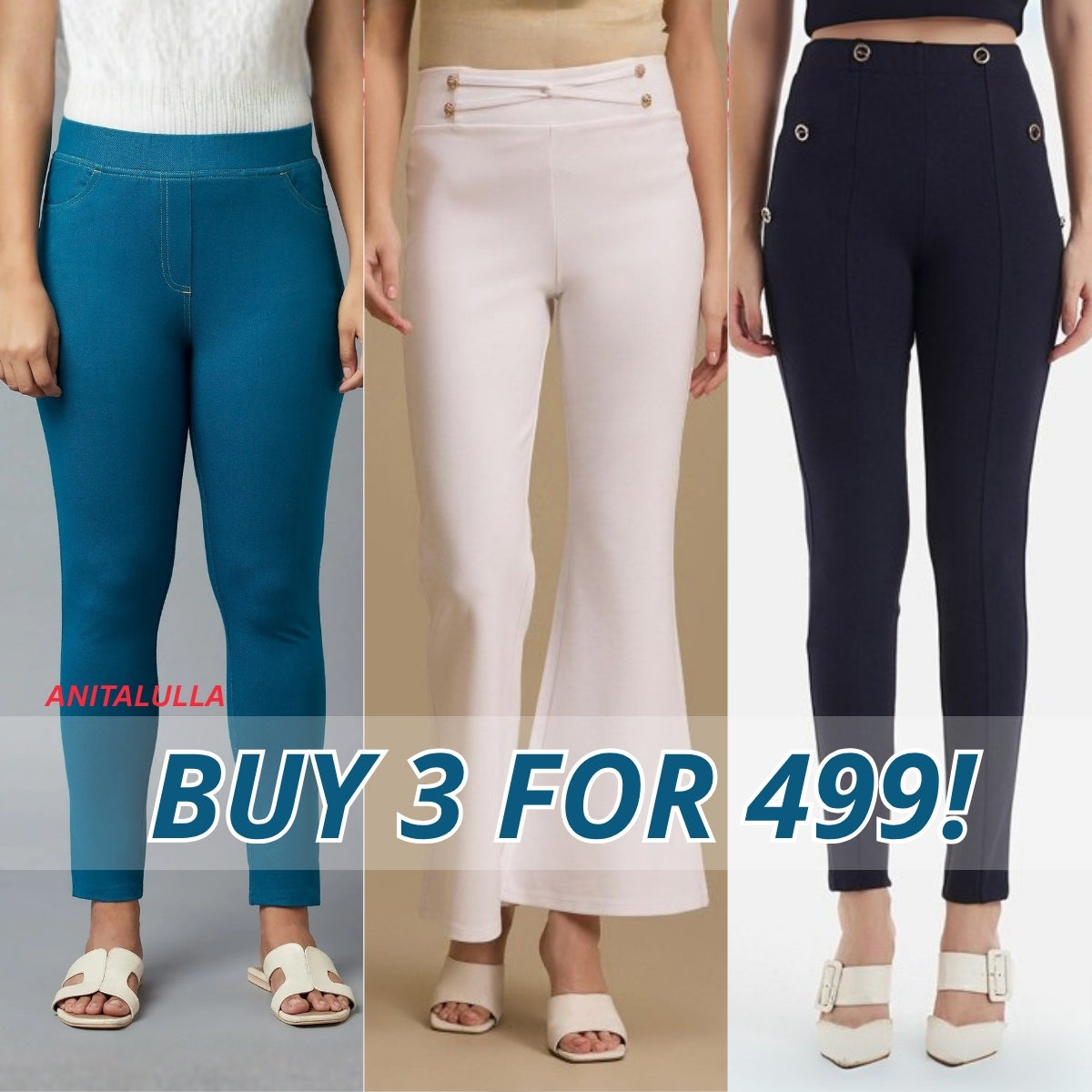 3-Pack Women's Jeggings Combo - Comfortable Stylish Bottoms | JC-07