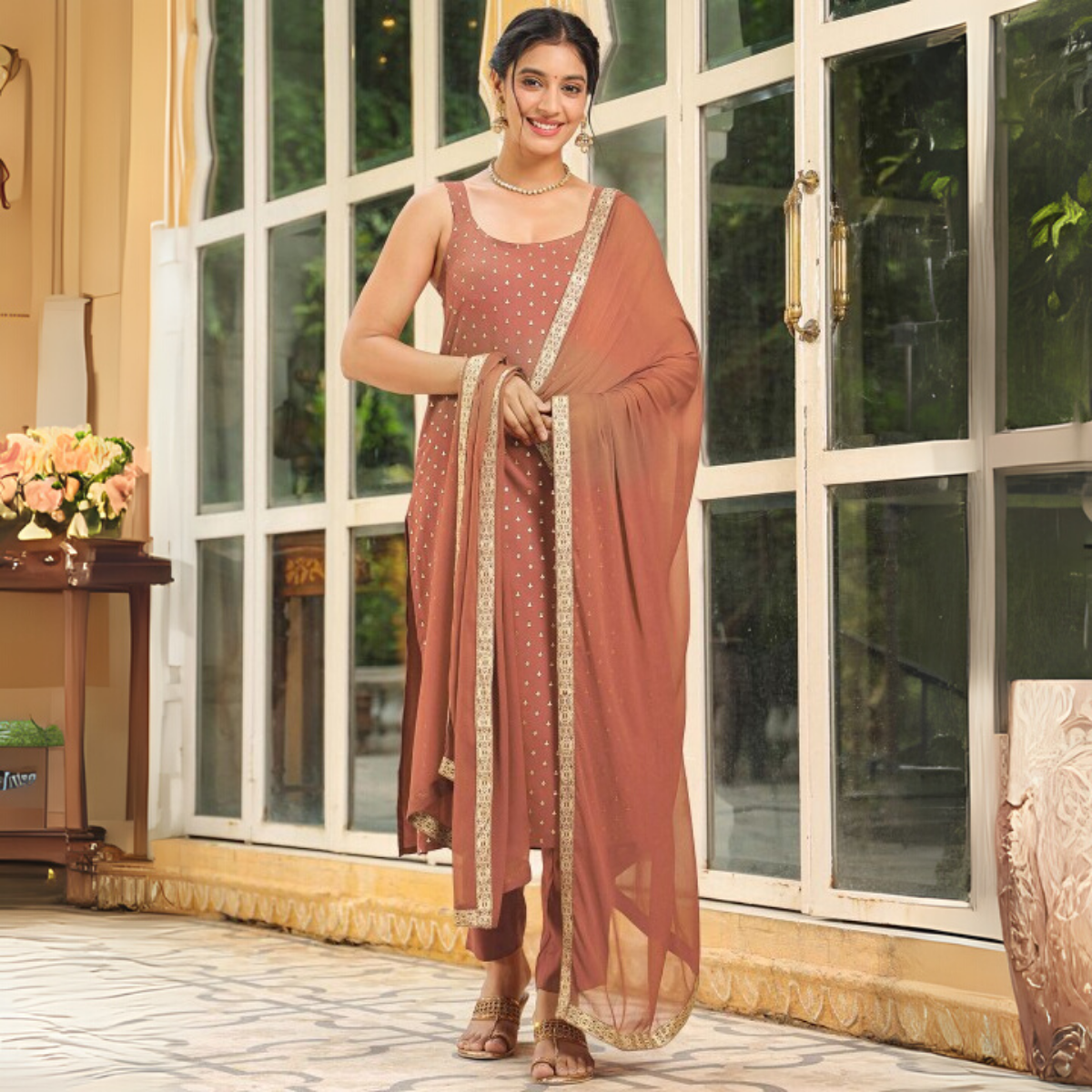 Designer Women's Kurta Set with Dupatta for Festive Wear |