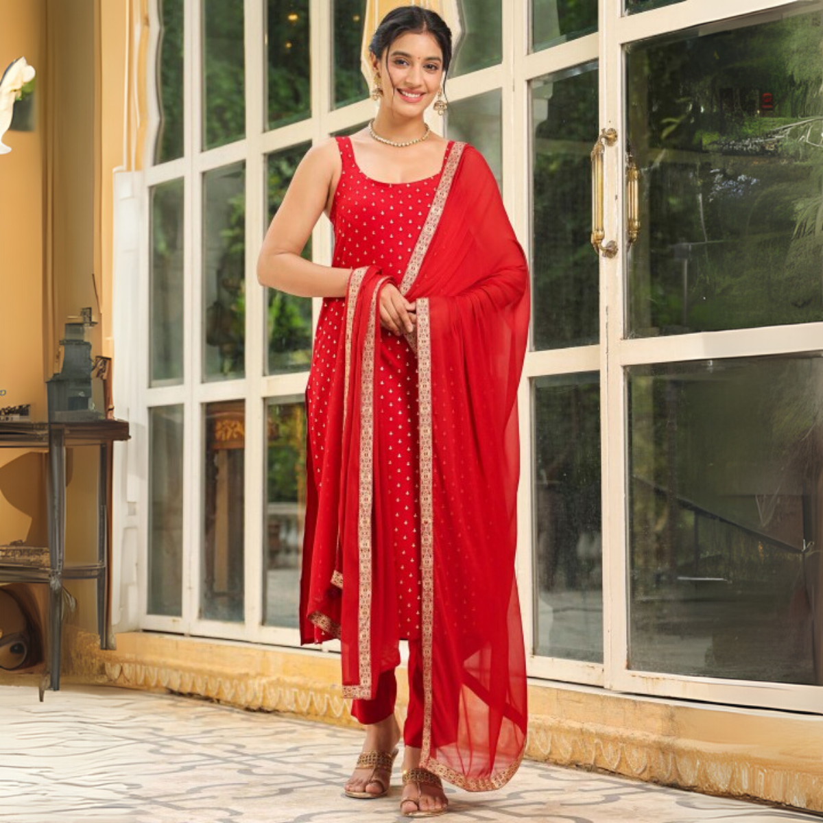 Designer Women's Kurta Set with Dupatta for Festive Wear |