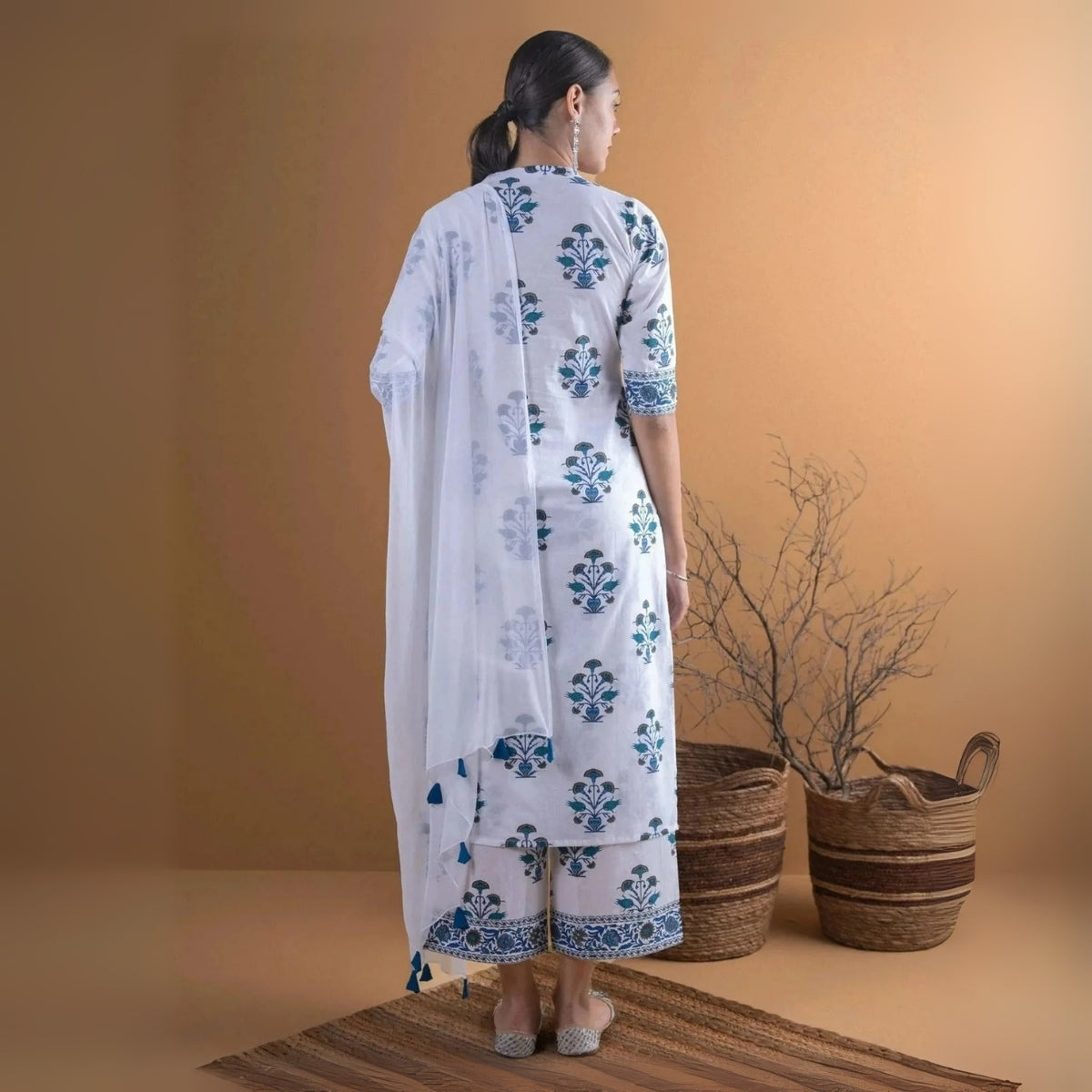 Pack of 3 Floral Print Cotton Kurta Set with Dupatta | KD-10