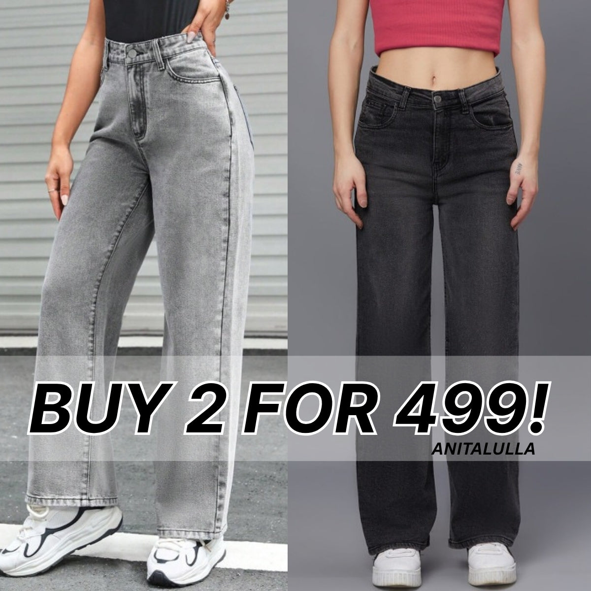 Women's 2-Pack Combo - Straight Fit Jeans Duo |WJ-05