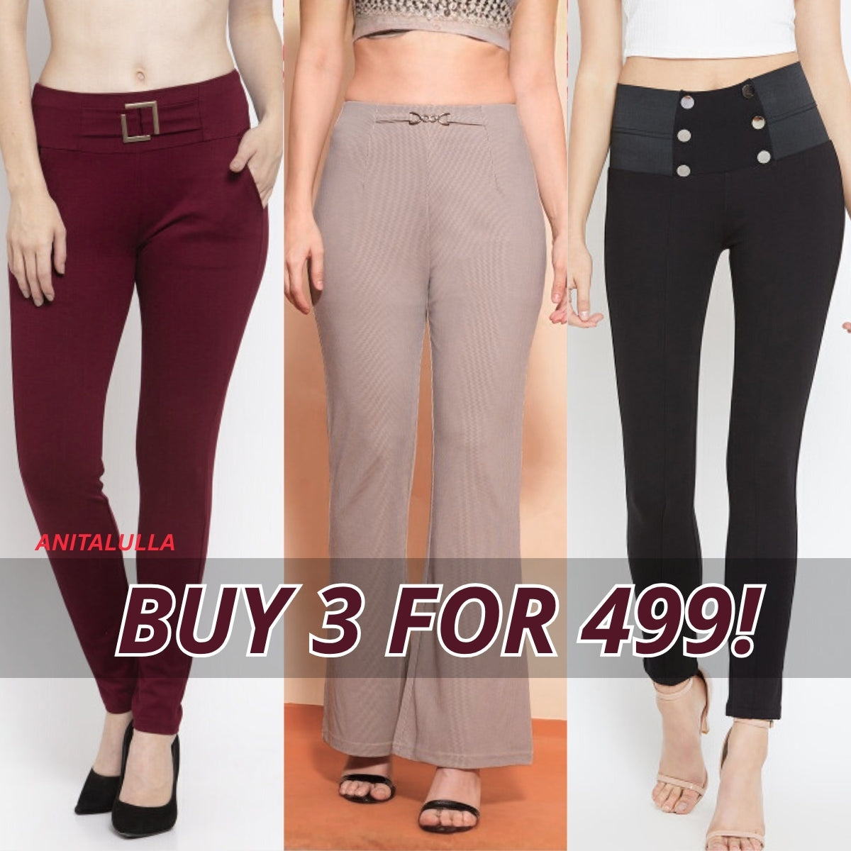 3-Pack Women's Jeggings Combo - Comfortable Stylish Bottoms | JC-06