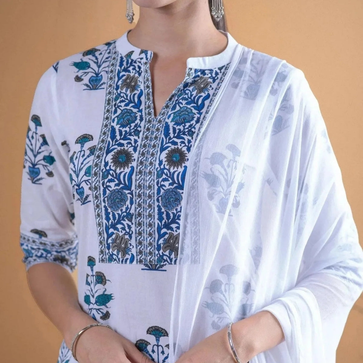Pack of 3 Floral Print Cotton Kurta Set with Dupatta | KD-10