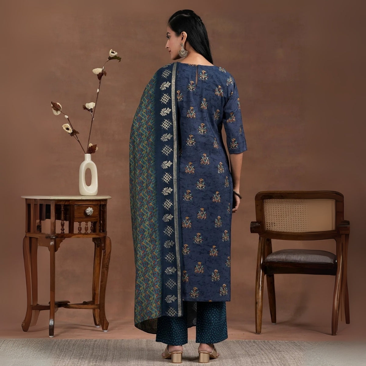 Pack of 3 Floral Print Cotton Kurta Set with Dupatta | KD-10