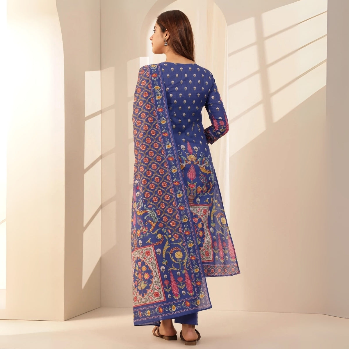 Pack of 3 Floral Print Cotton Kurta Set with Dupatta | KD-08