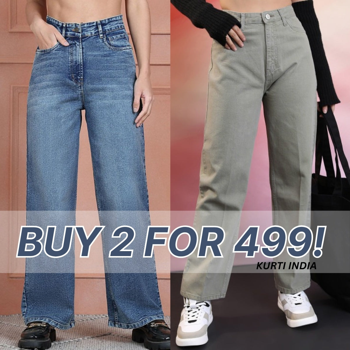 Women's 2-Pack Combo - Straight Fit Jeans Duo |WJ-06