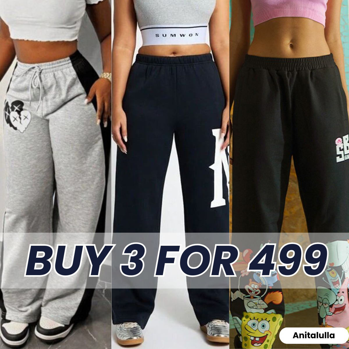 Women’s 3-Pack Solid Color Trousers - Versatile Daily Wear | WT-06