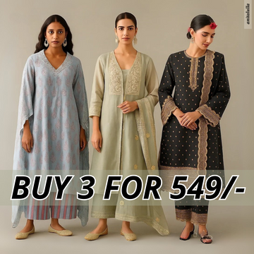 Celebrate Tradition with Our 3 Combo Festive Kurta Sets + Dupatta | FK-06