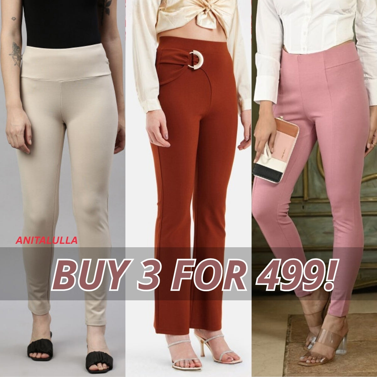 3-Pack Women's Jeggings Combo - Comfortable Stylish Bottoms | JC-05